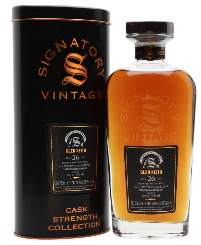 Glen Keith 26 Year Old 1996  - Cask Strength Collection Signatory Whisky 70cl 58%