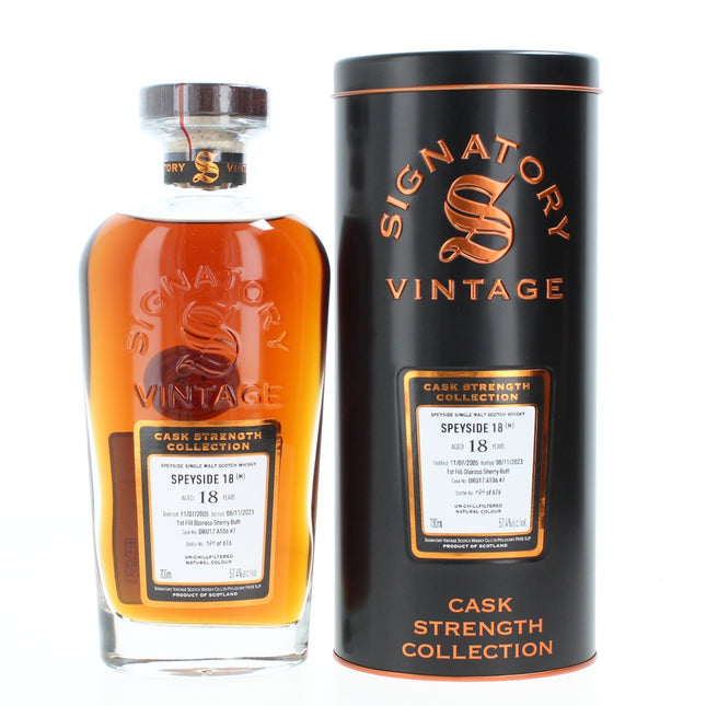 Speyside 18 Year Old M Signatory Cask Strength Single Malt Scotch Whisky - 70cl 57.4%