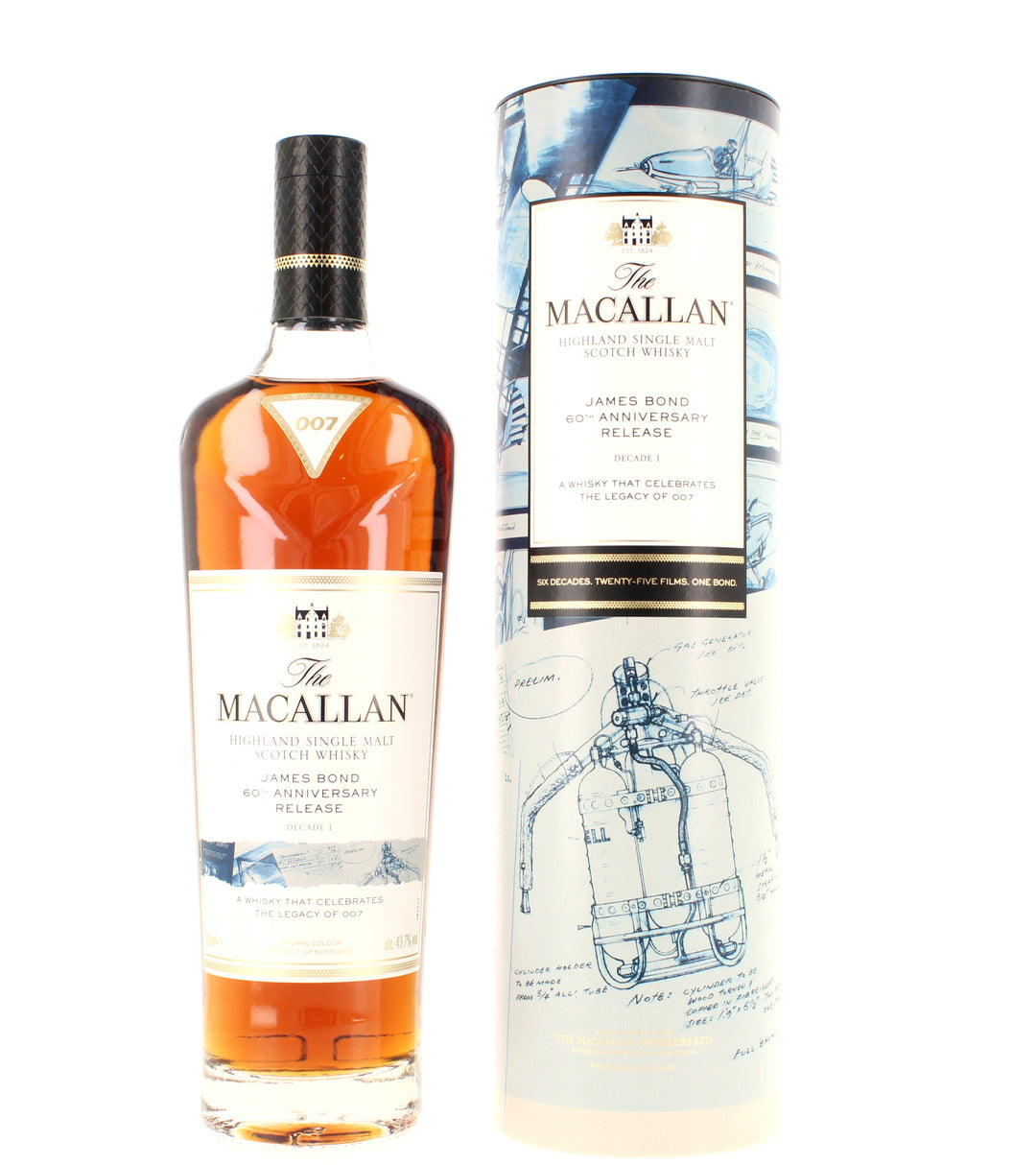 Macallan James Bond 60th Anniversary Decade 1-6 with Sky Fall Print (6 x 70cl) 43.7%