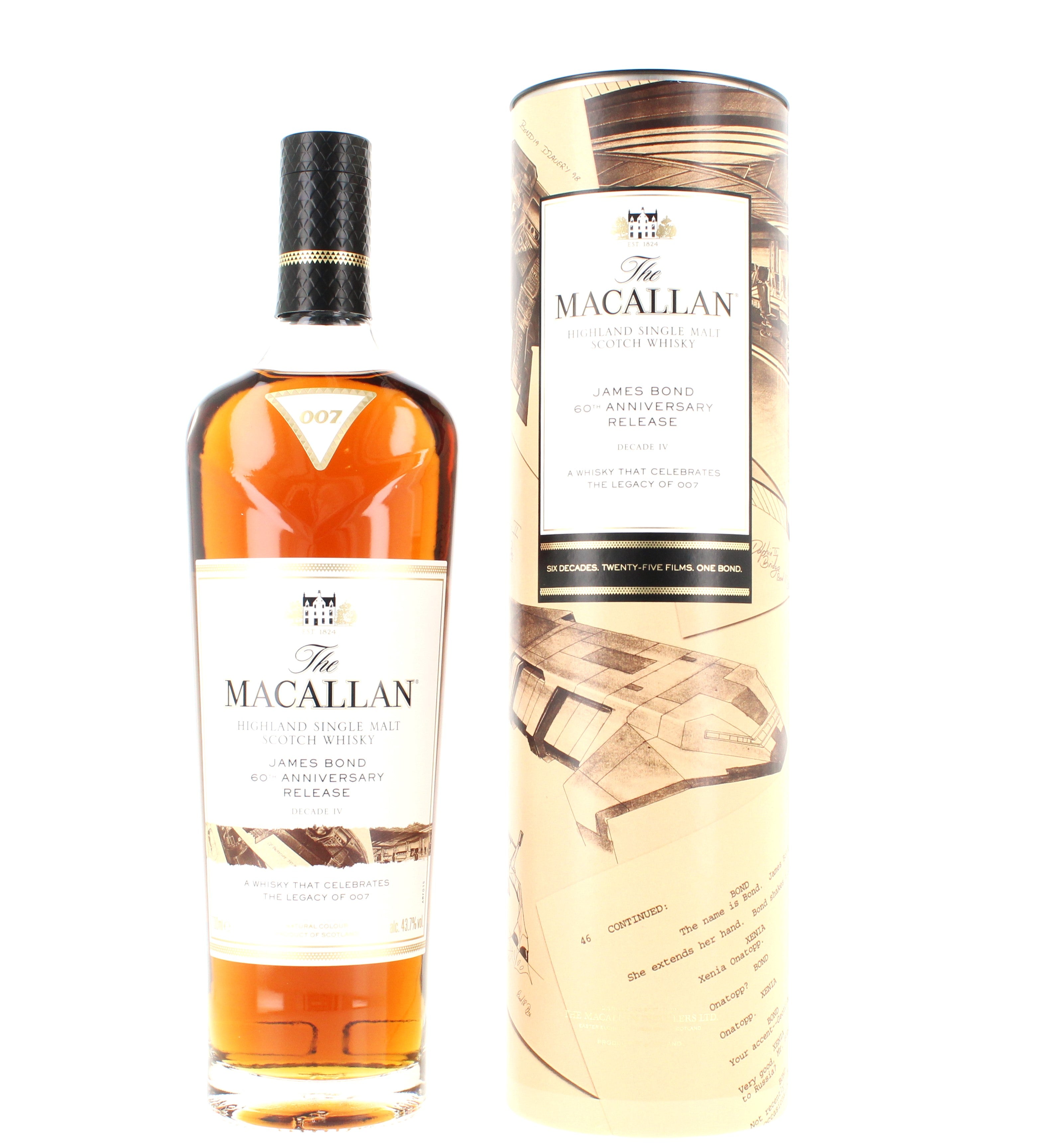 Macallan James Bond 60th Anniversary Decade 1-6 with Sky Fall Print (6 x 70cl) 43.7%
