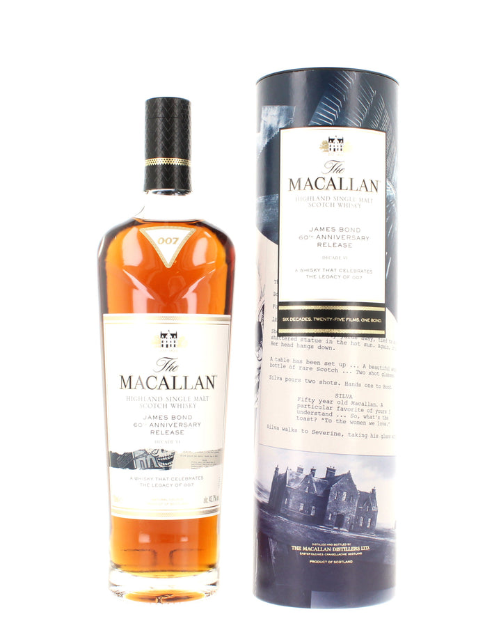 Macallan James Bond 60th Anniversary Decade 1-6 with Sky Fall Print (6 x 70cl) 43.7%