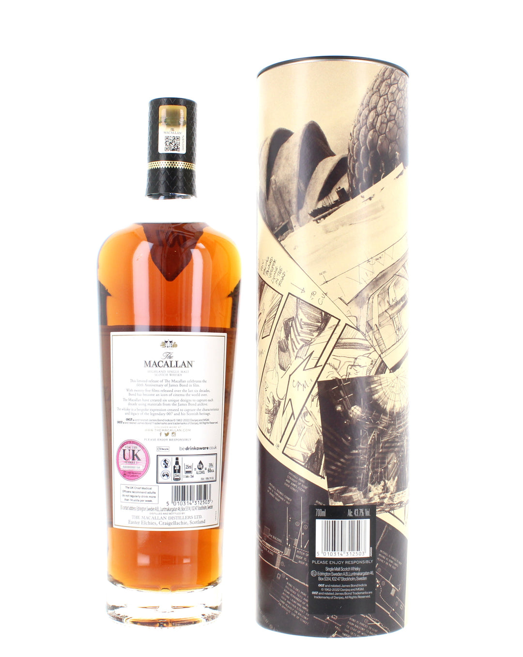 Macallan James Bond 60th Anniversary Decade 1-6 with Sky Fall Print (6 x 70cl) 43.7%