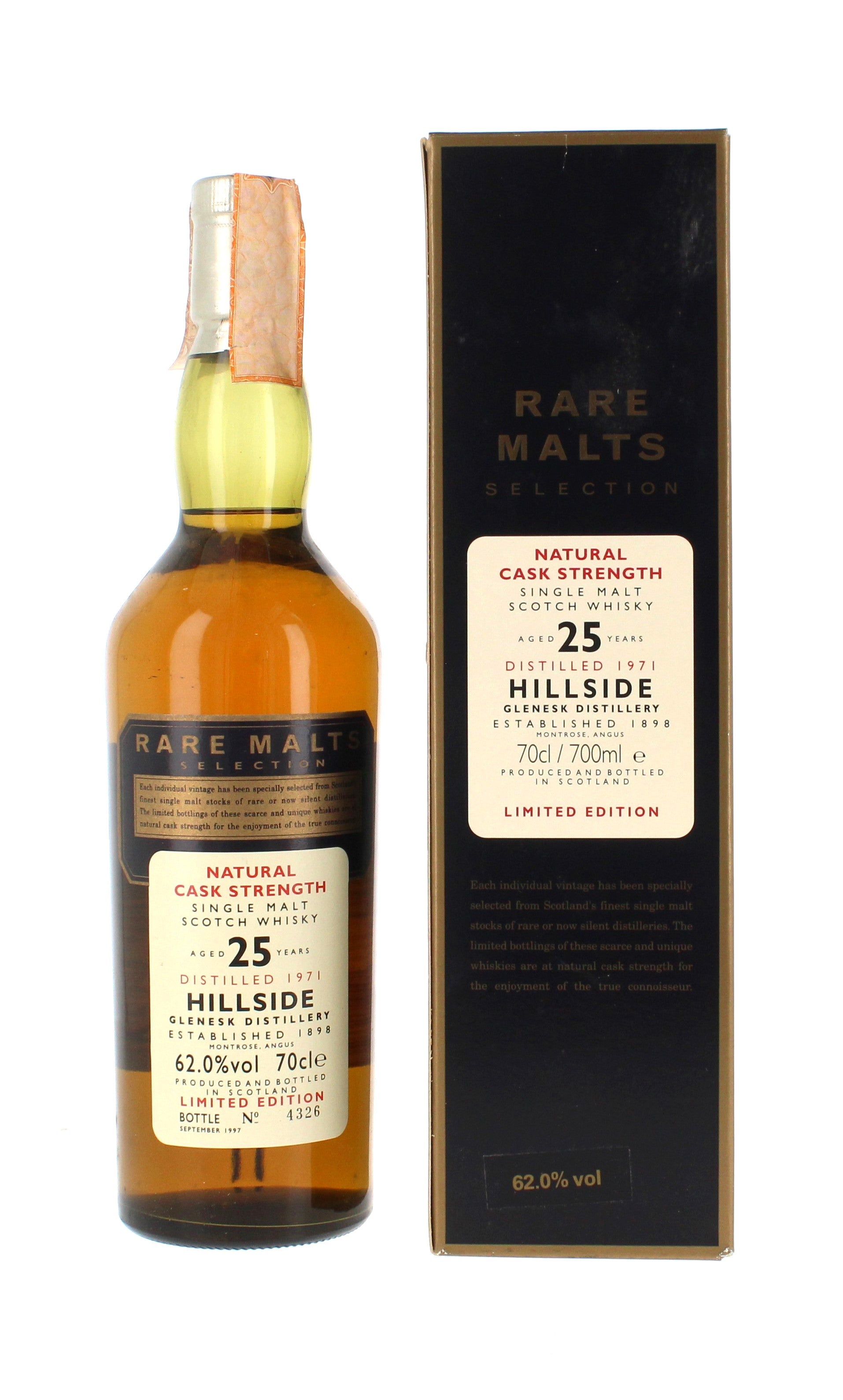 Hillside 1971 Rare Malts Single Malt Scotch Whisky 25 Year Old - 70cl 62%