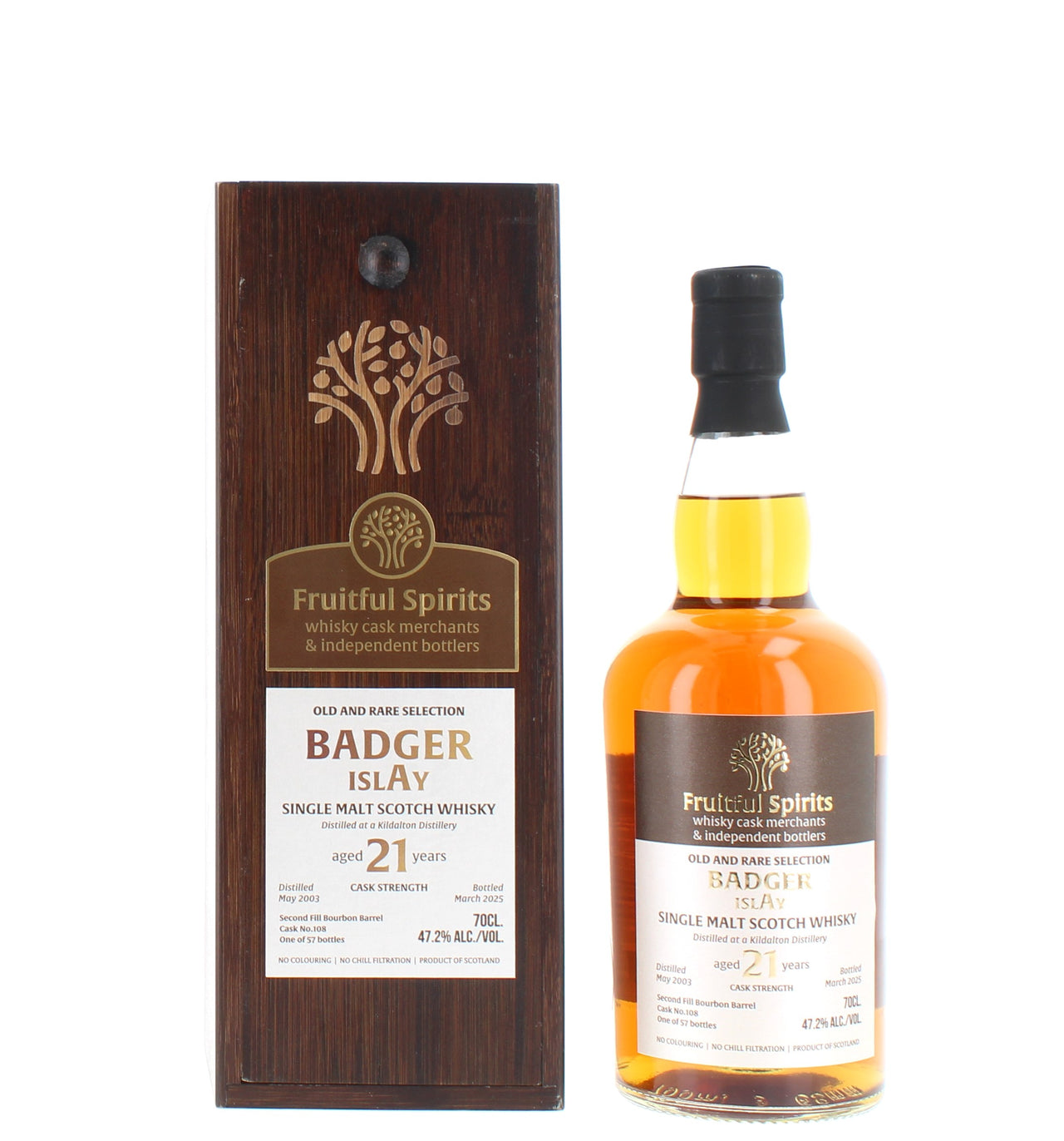 Fruitful Spirits Badger Kildalton 21 Year Old (#108) Single Malt - 70cl 47.2%
