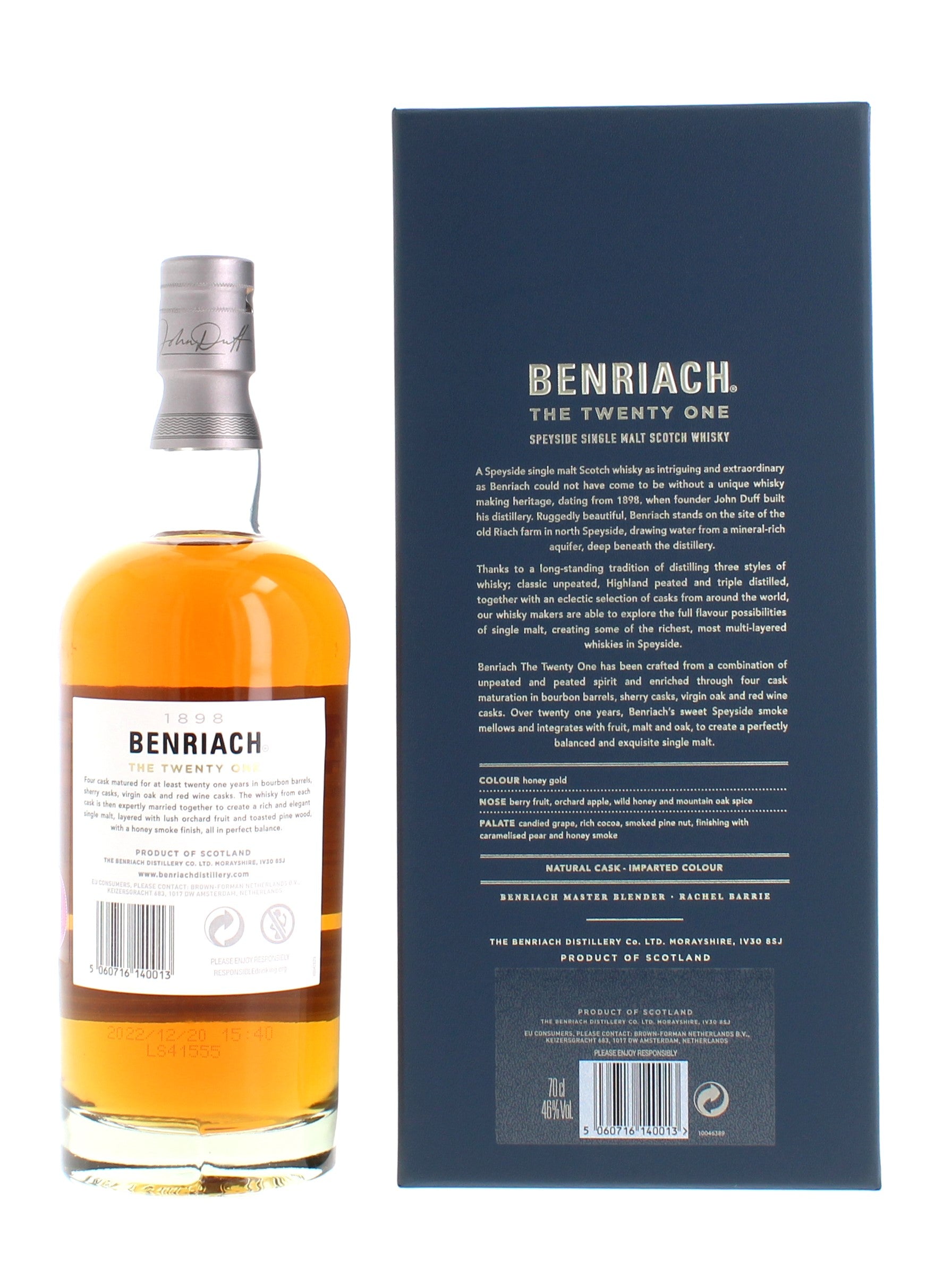 BenRiach 21 Year Old Single Malt Whisky - 70cl 46%