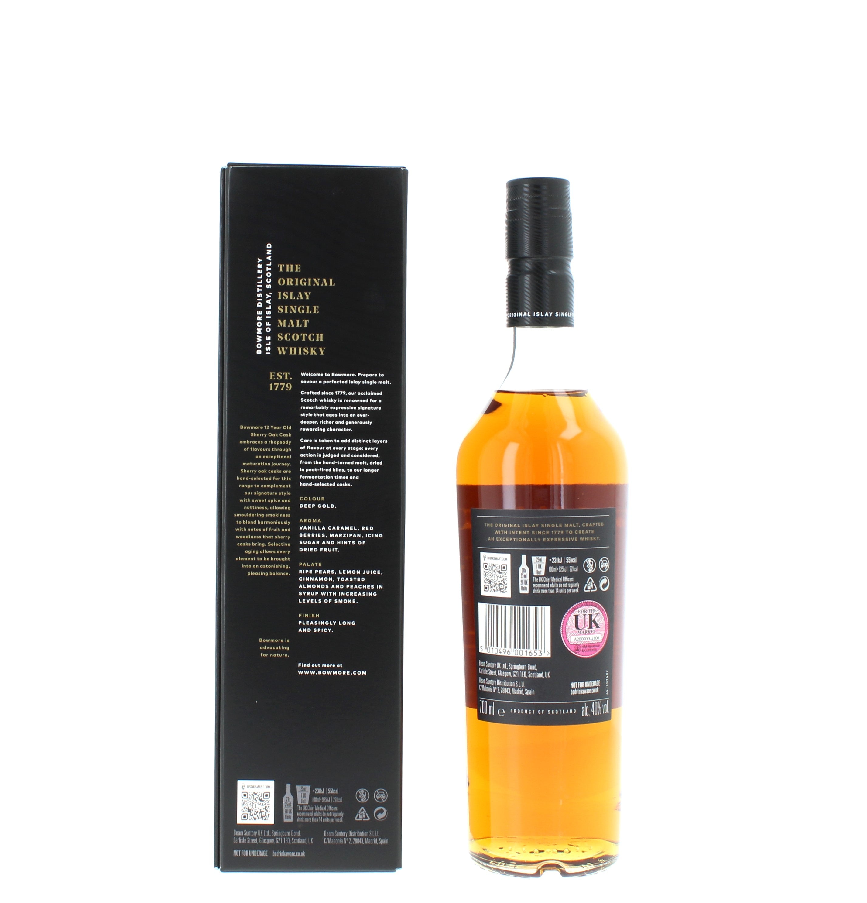 Bowmore 12 Year Old Sherry Oak Islay Single Malt - 70cl 40%