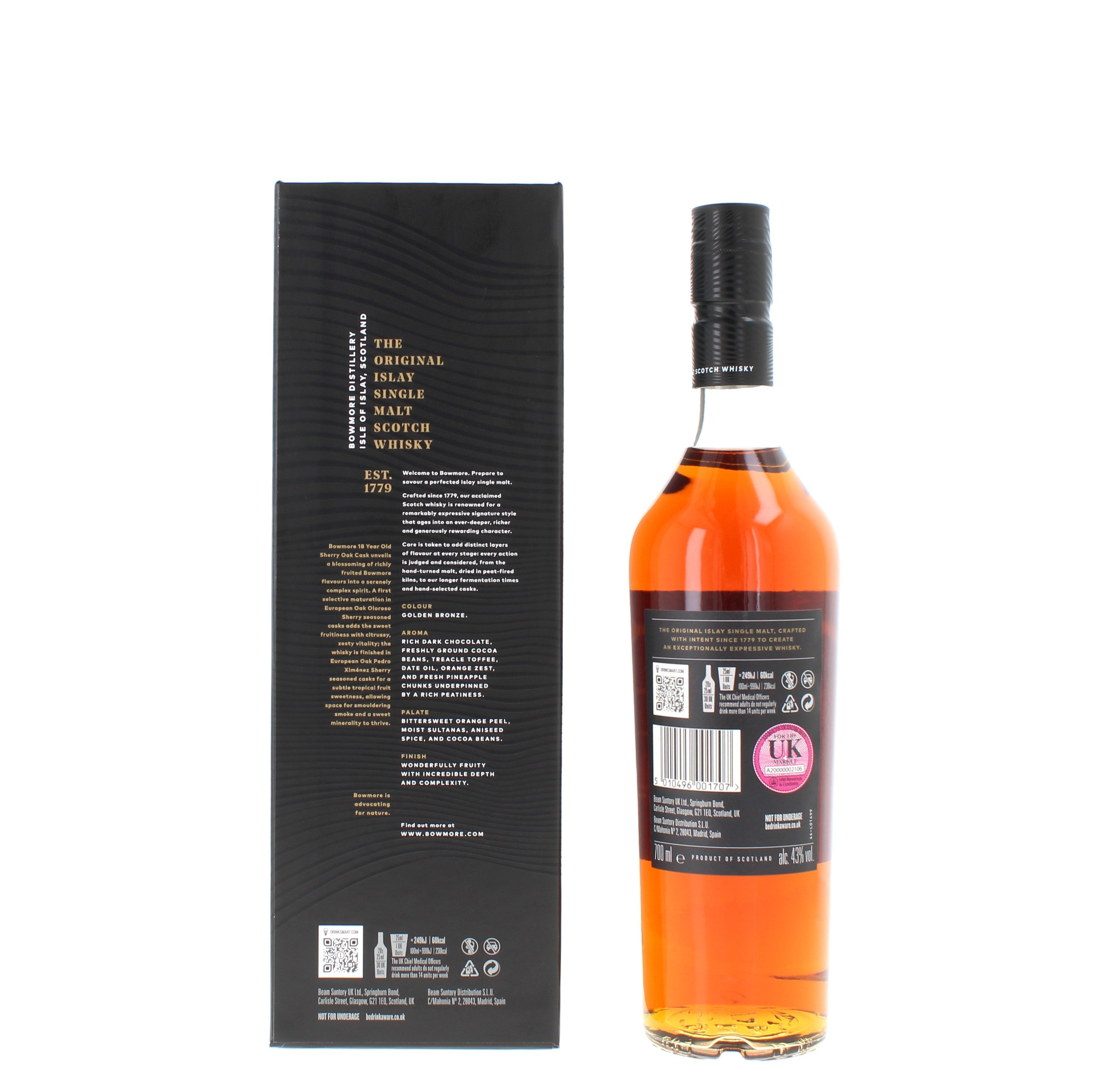 Bowmore 18 Year Old Sherry Oak Islay Single Malt - 70cl 43%