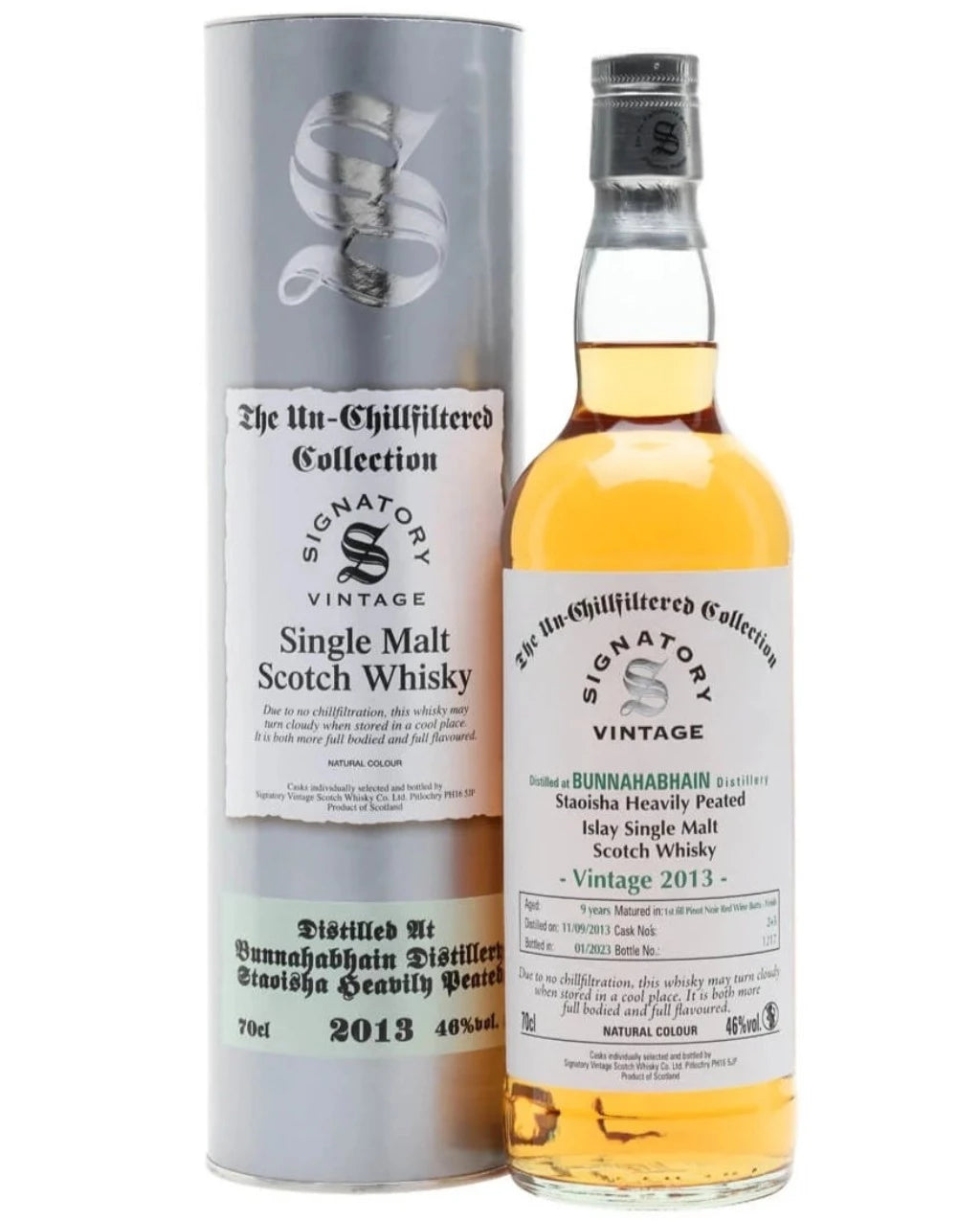 Bunnahabhain Staoisha 9 Year Old Peated 2013 Signatory Unchillfiltered Collection Single Malt Scotch Whisky - 70cl 46%