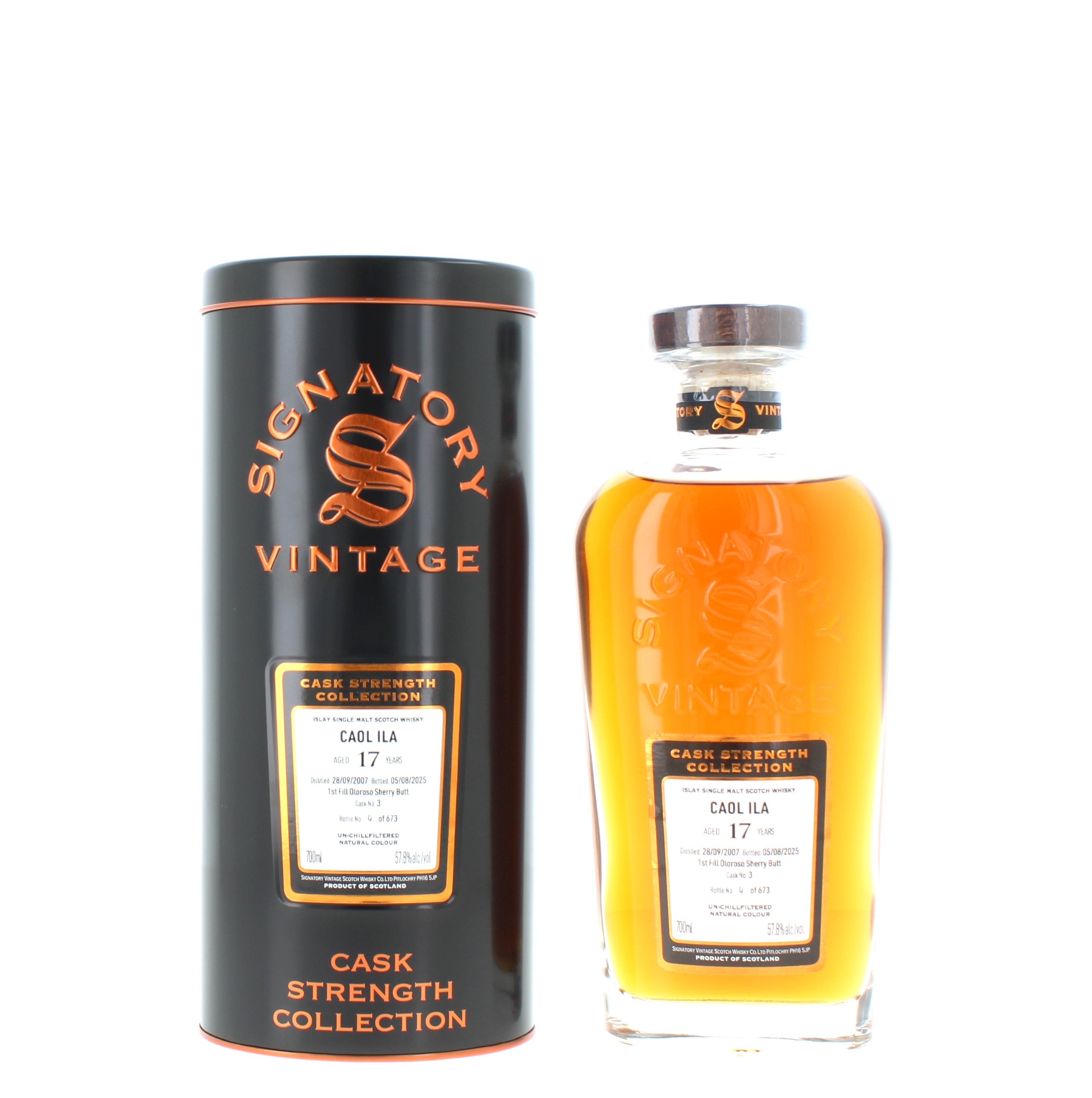 Caol Ila 17 Year Old 2007 Signatory Single Malt - 70cl 57.8%
