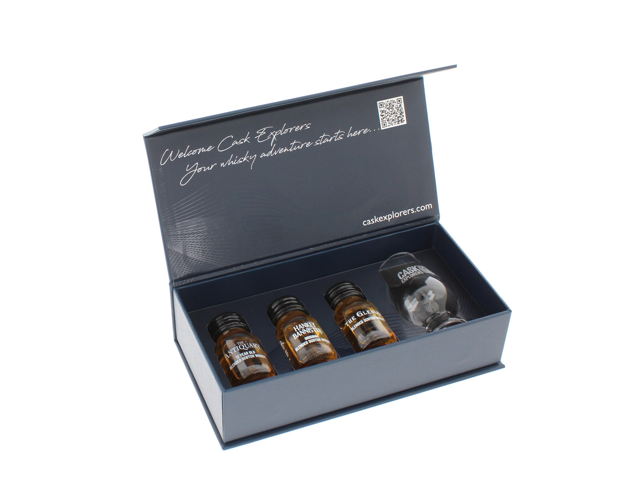 Single Malt Whisky Gift Set with Glencairn Whisky Glass. 3 x 30ml 40%