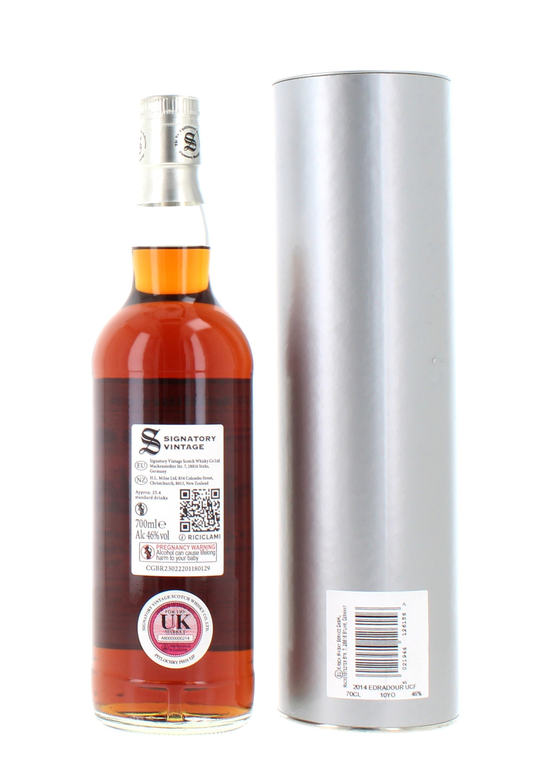 Edradour 10 Year Old 2012 Un-chillfiltered collection Signatory Single Malt Scotch Whisky - 70cl 46%