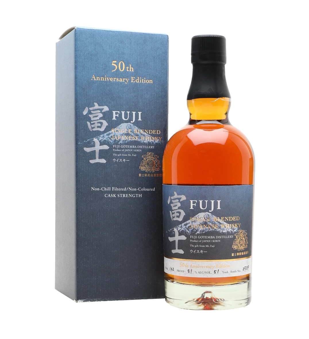 Fuji 50th Anniversary Edition Single Blended Japanese Whisky – 70cl 51% Signed by Jota Tananka with a Letter of Authenticity