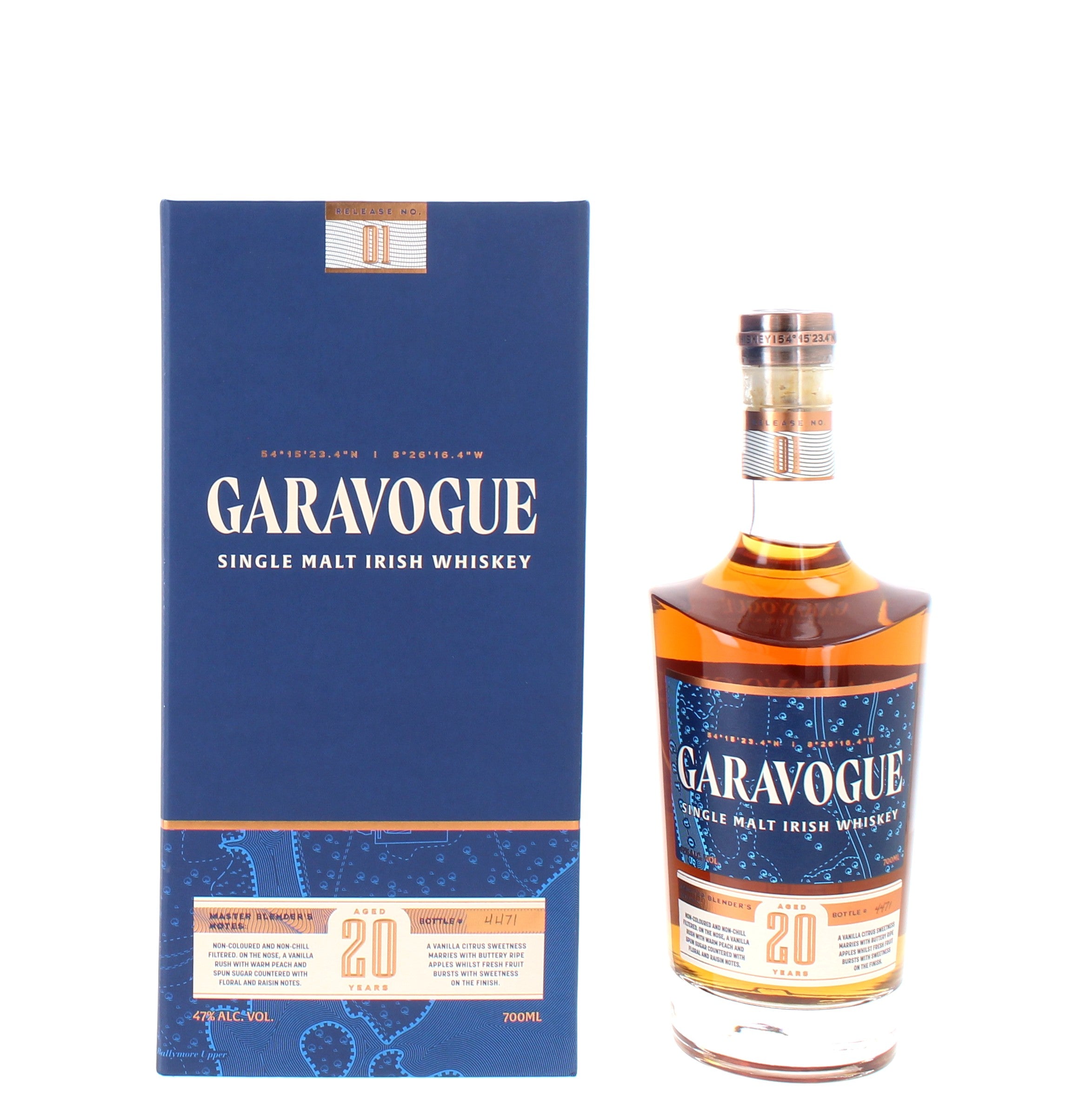 Garavogue 20 Year Old Release No.01 Single Malt Irish Whisky - 70cl 47%