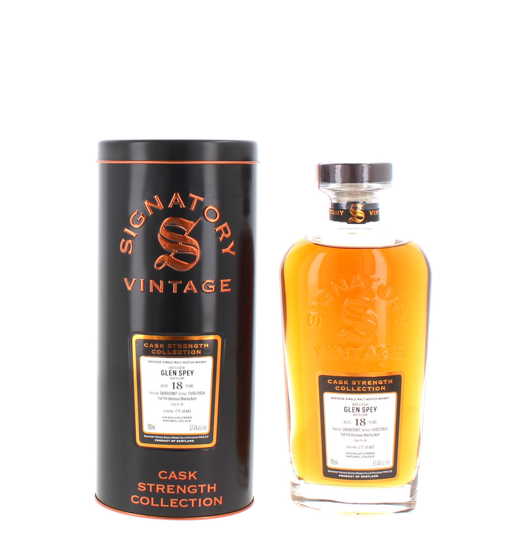 Glen Spey 18 Year Old 2007 Signatory Symington's Choice Cask No: 4 Single Malt - 70cl 57.4%