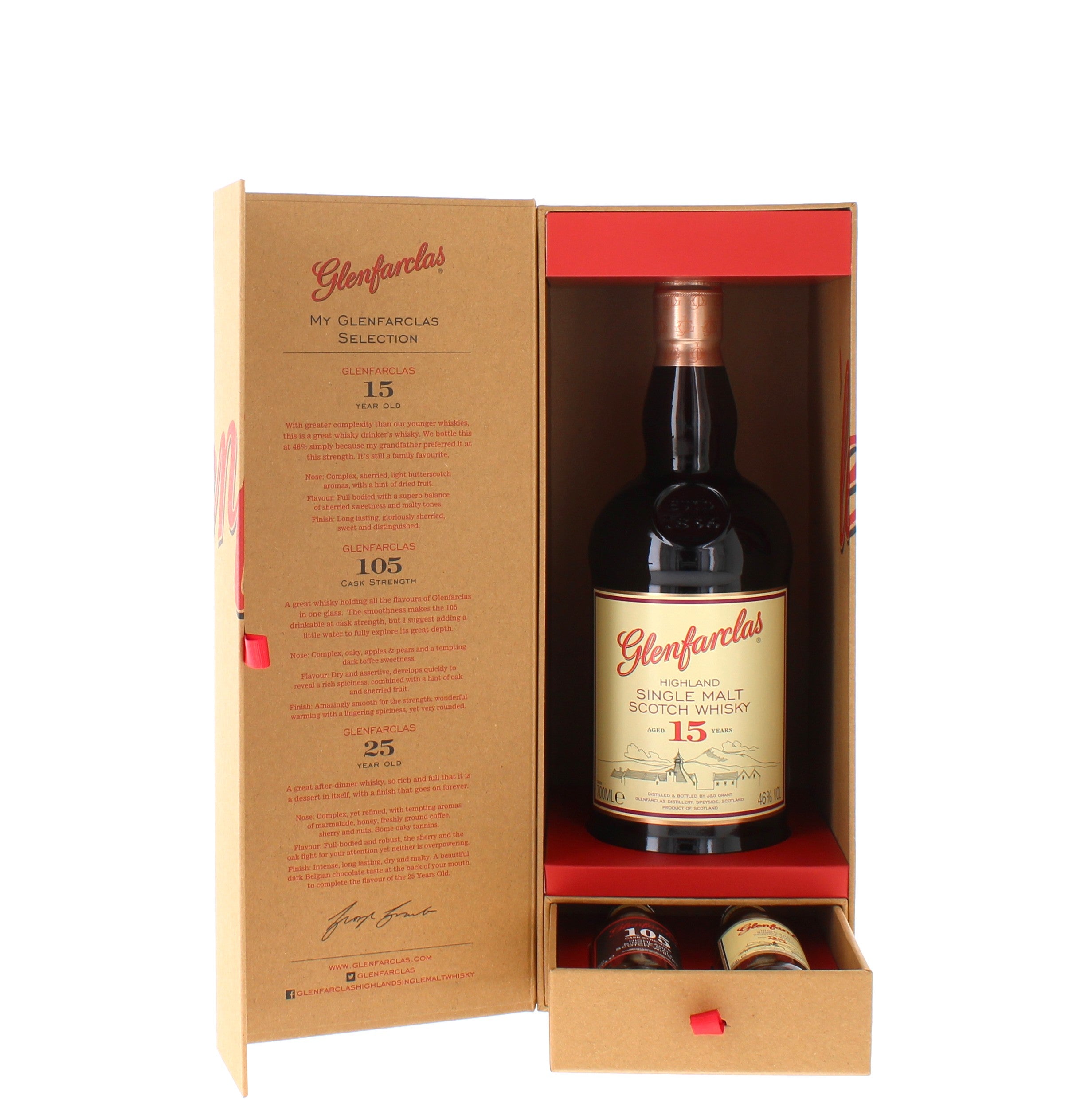 Glenfarclas 15 Year Old Single Malt Scotch Whisky Gift Pack - 80cl 46%
