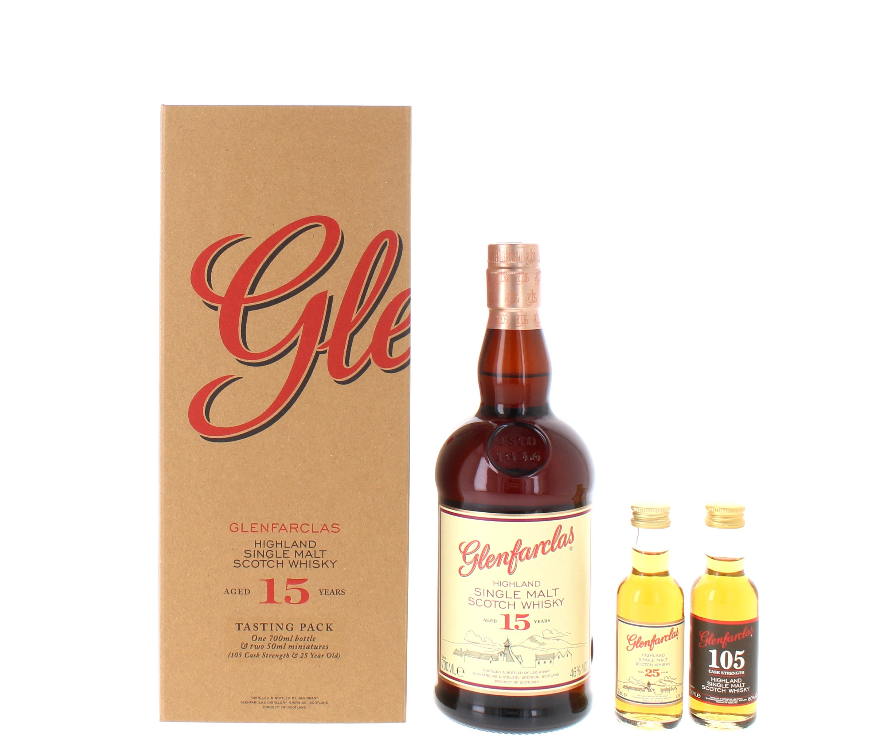 Glenfarclas 15 Year Old Single Malt Scotch Whisky Gift Pack - 80cl 46%