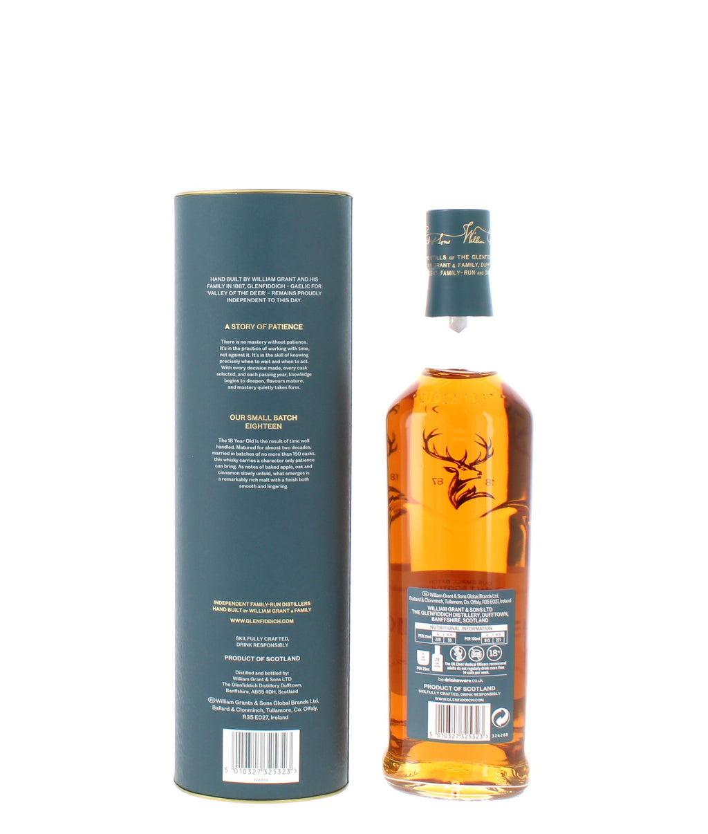 Glenfiddich 18 Year Old Single Malt Scotch Whisky - 70cl 40%