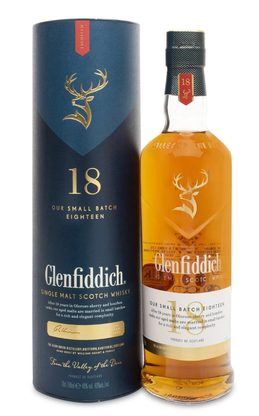 Glenfiddich 18 Year Old Single Malt Scotch Whisky - 70cl 40%