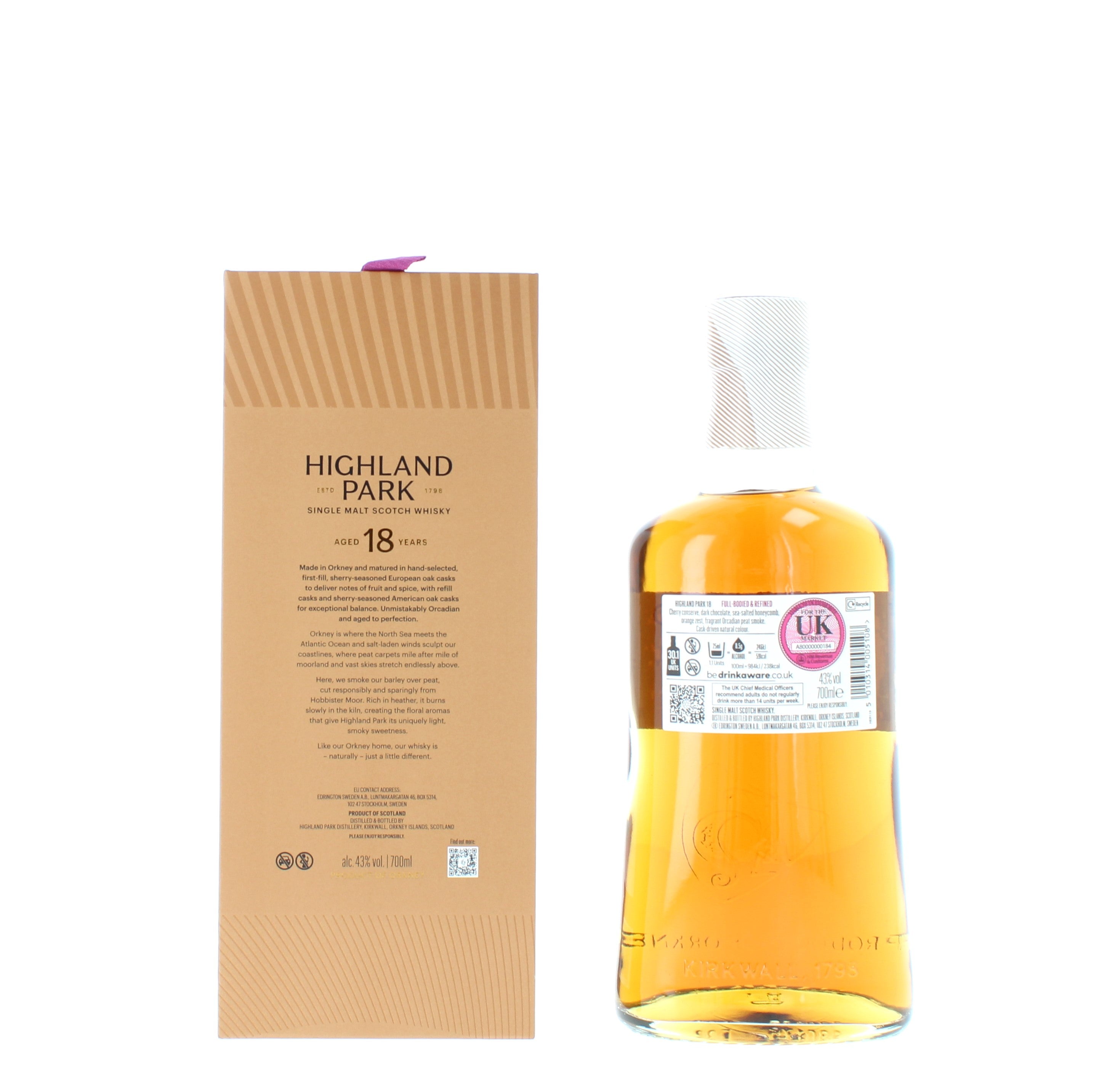 Highland Park 18 Year Old Single Malt Scotch Whisky - 70cl 43