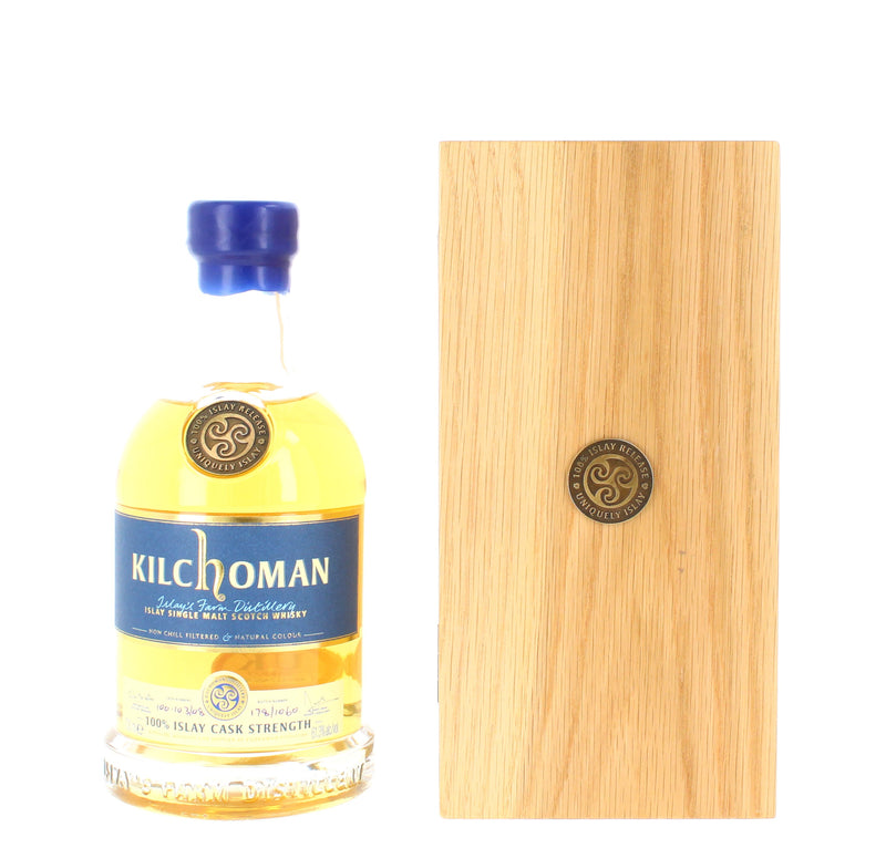 Kilchoman 100% Islay Malt, Cask Strength with Wooden Case - 1st release - 70cl 61.3%