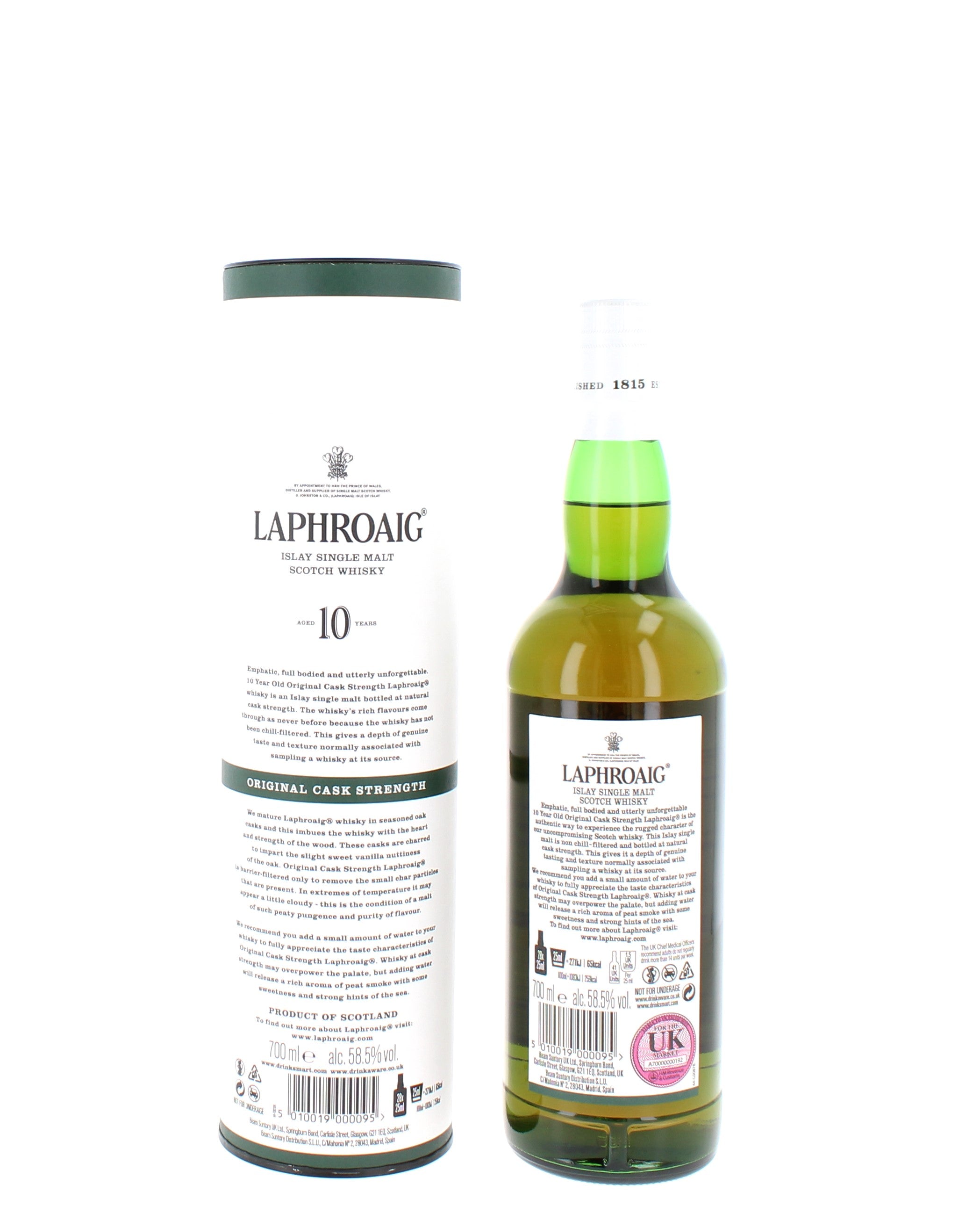 Laphroaig 10 Year Old Islay Single Malt - 70cl 58.5%