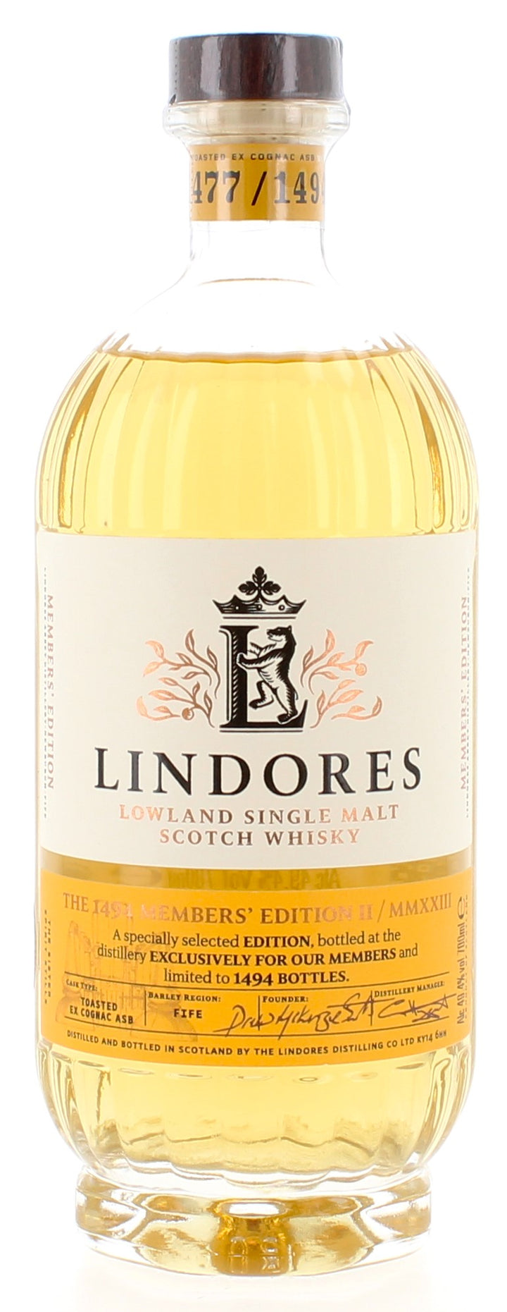 Lindores Abbey 1494 Members Edition Toasted Ex-Cognac ASB's - 70cl 49.4%