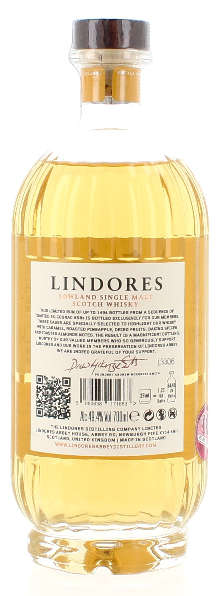 Lindores Abbey 1494 Members Edition Toasted Ex-Cognac ASB's - 70cl 49.4%