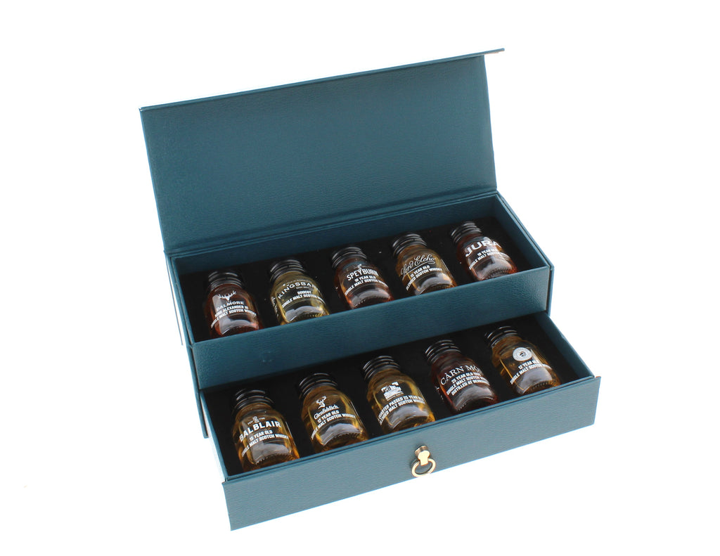 Luxury Whisky & Caviar Gift Set – 10 × 3cl Whisky Drams & 5 × 50g Premium Caviars
