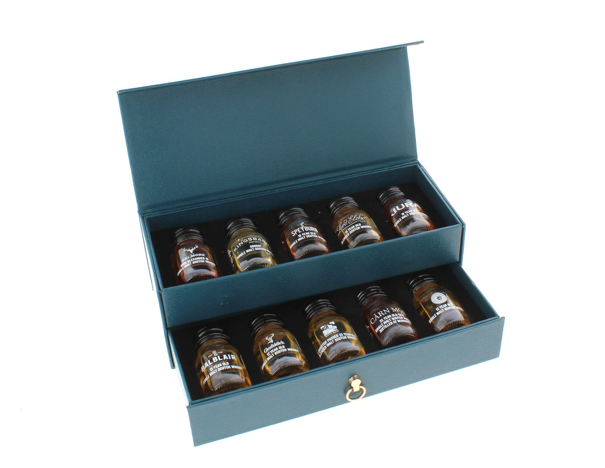 Luxury Whisky & Caviar Gift Set – 10 × 3cl Whisky Drams & 5 × 50g Premium Caviars