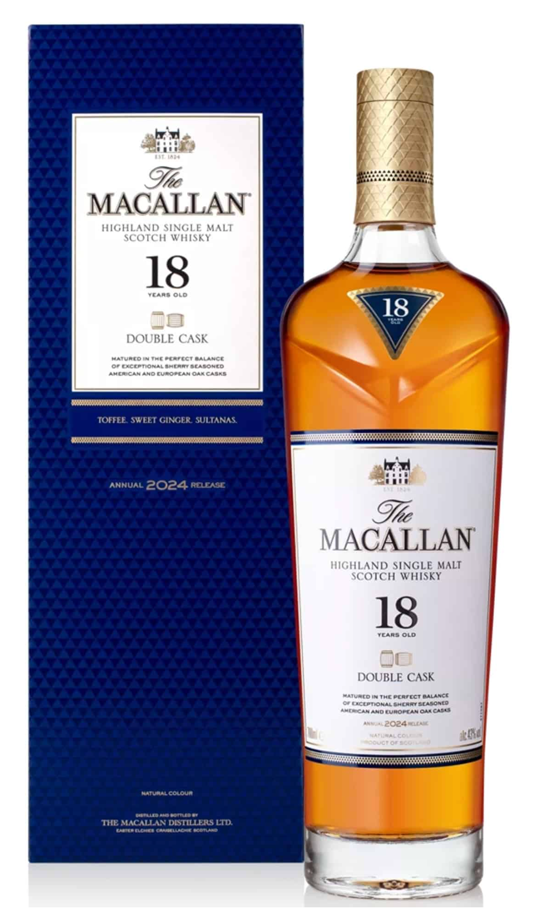 Macallan 18 Year Old Double Cask 2024 Annual Release Single Malt Scotch Whisky - 70cl 43%