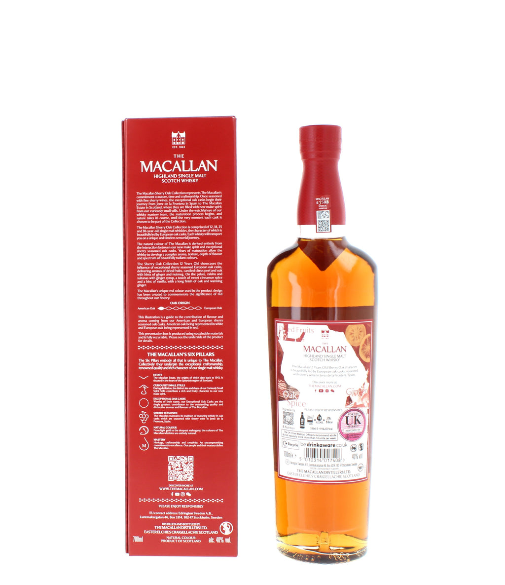 Macallan 12 Year Old Sherry Oak Whisky - 70cl 40%