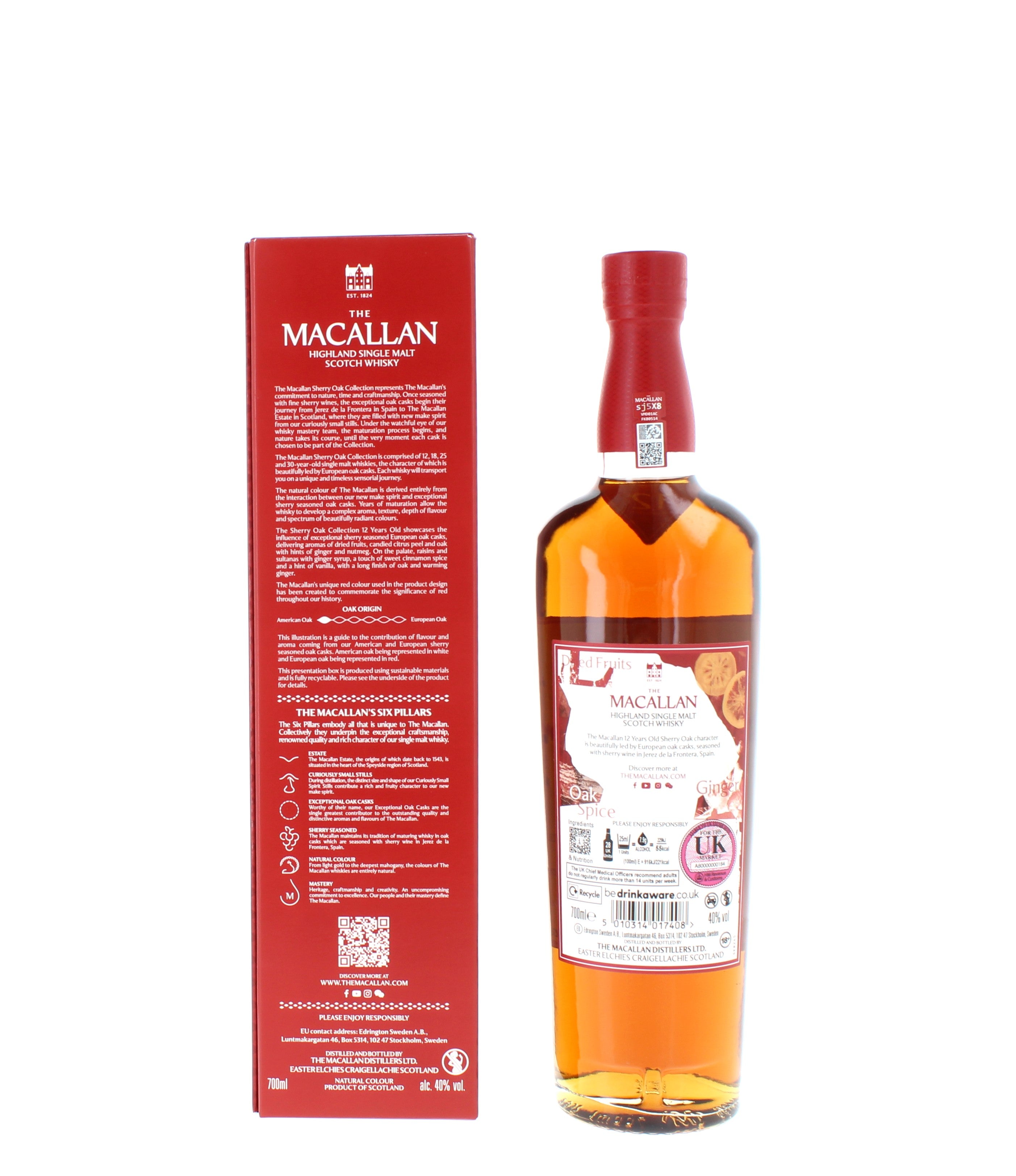 Macallan 12 Year Old Sherry Oak Whisky - 70cl 40%