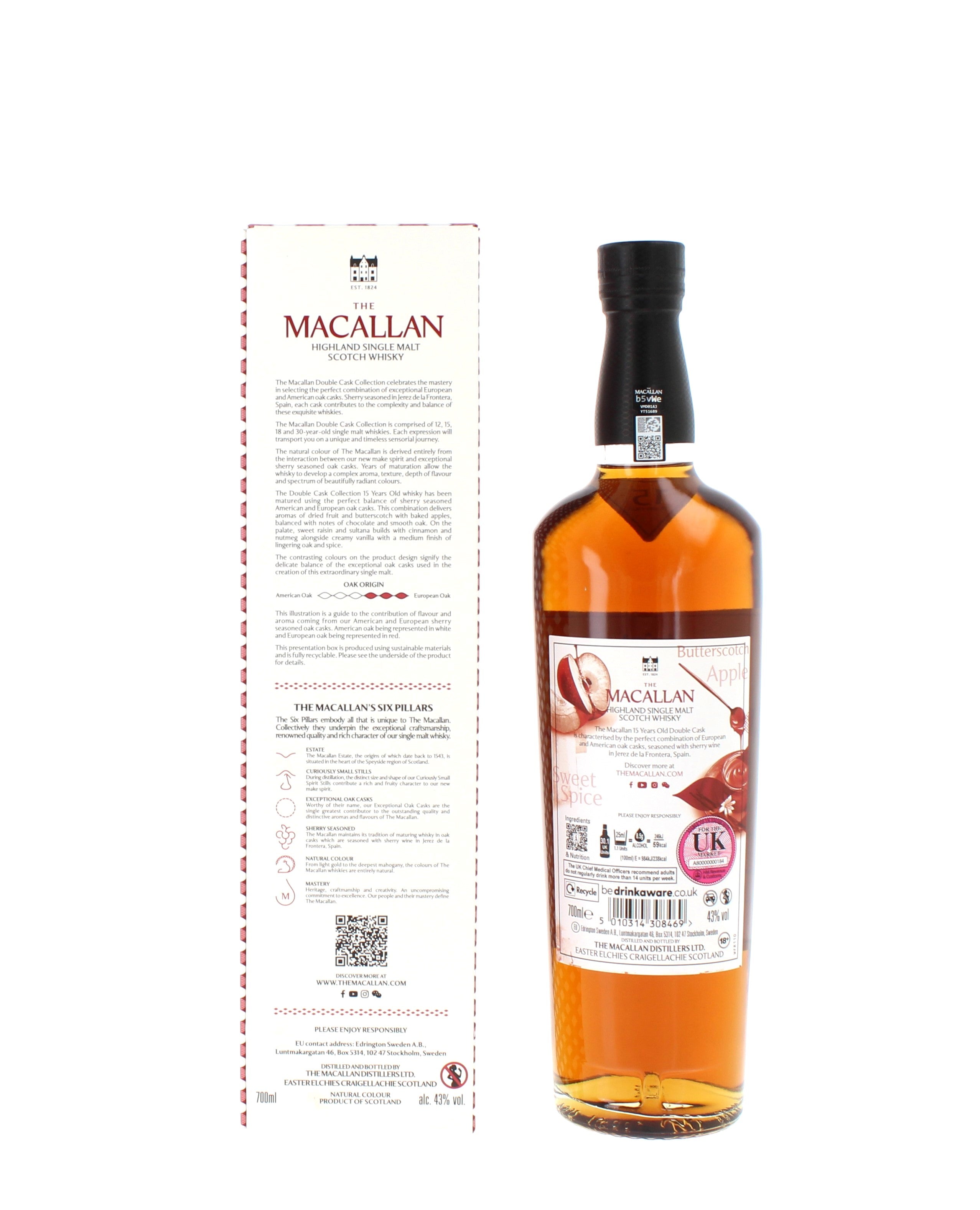 The Macallan 15 Year Old Double Cask Single Malt Scotch Whisky - 70cl 43%
