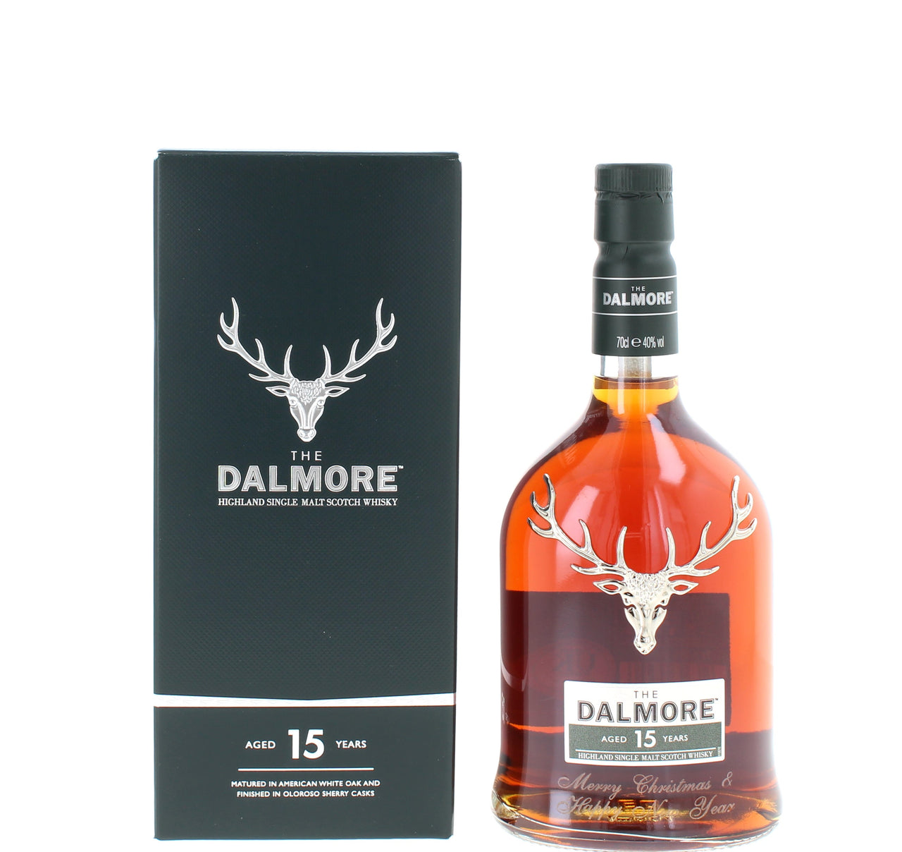 Dalmore 15 Year Old Single Malt 70cl 40% - Engraving of Merry Christmas & Happy New Year