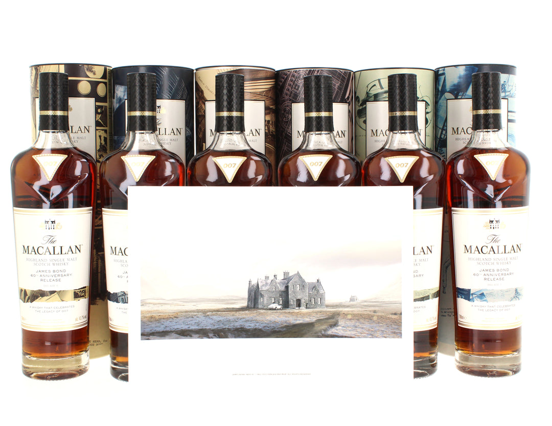 Macallan James Bond 60th Anniversary Decade 1-6 with Sky Fall Print (6 x 70cl) 43.7%