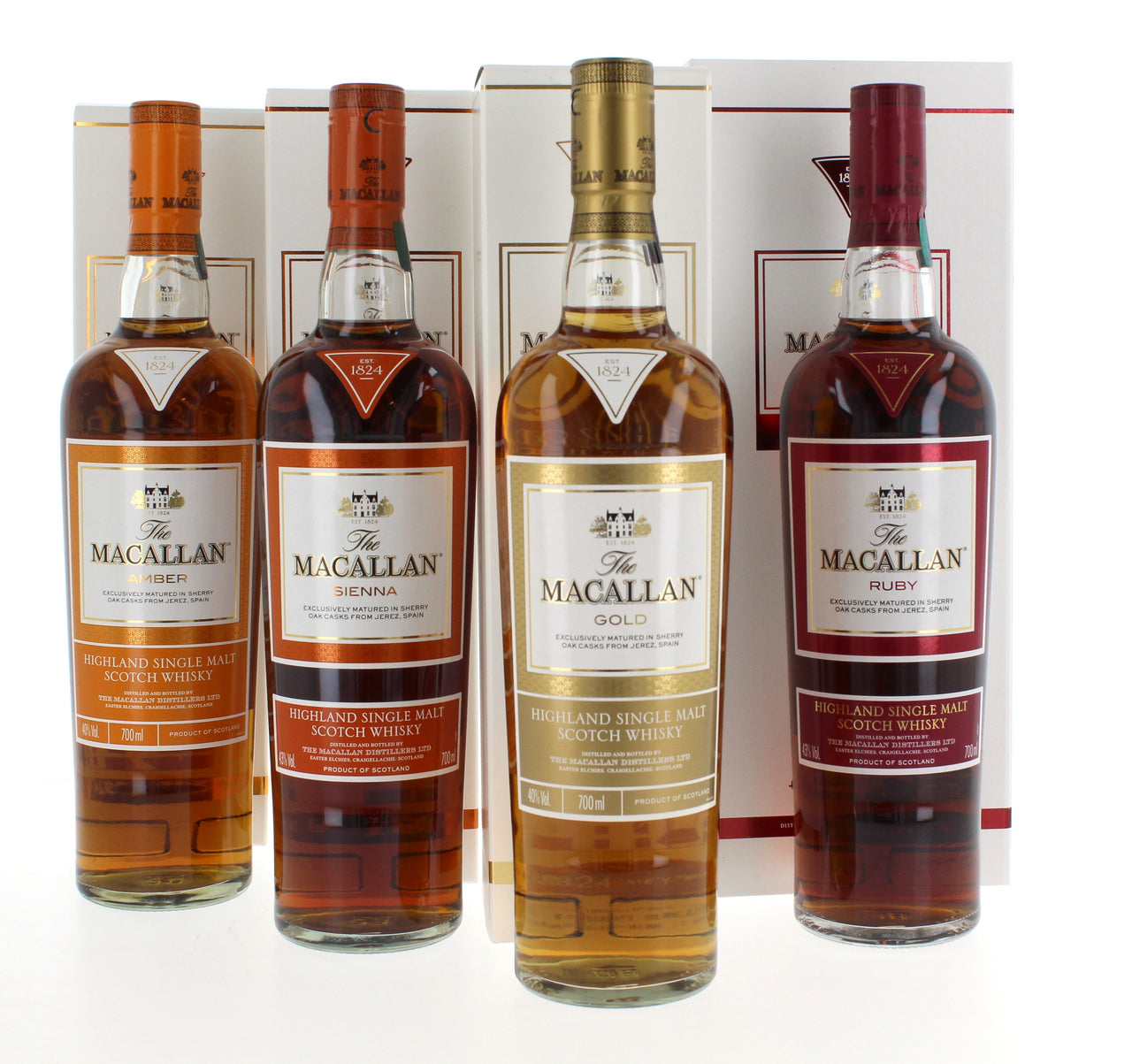 Macallan 1824 Series Collection Whisky set 70cl x 4 (Ruby, Amber, Sienna & Gold)