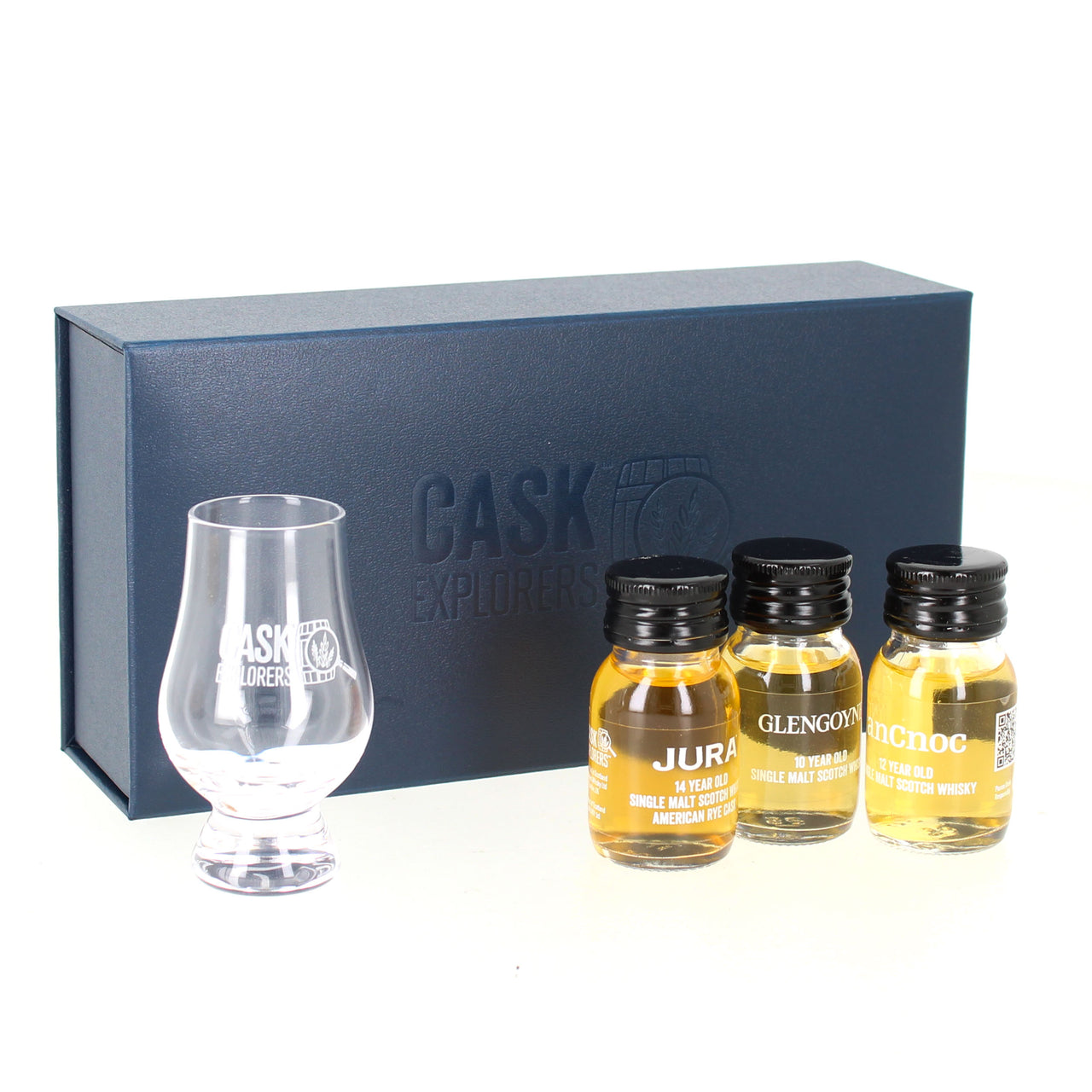 Single Malt Whisky Gift Set with Glencairn Whisky Glass. 3 x 30ml 40%