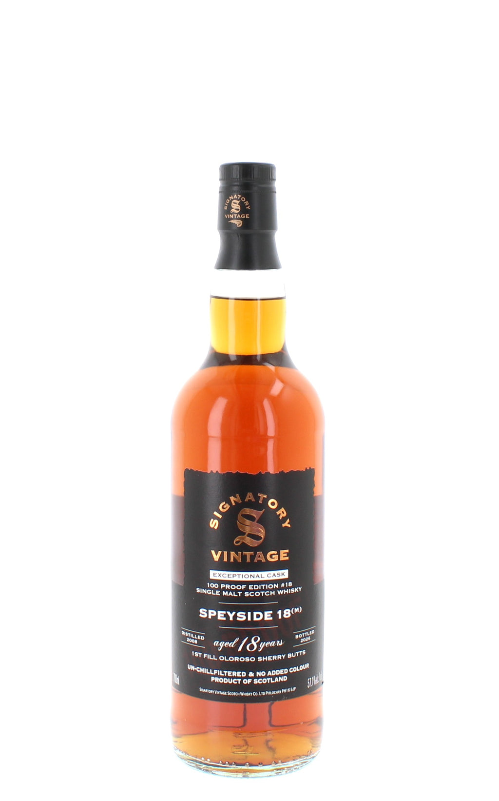 Speyside 18 Year Old M Signatory Cask Strength Single Malt Scotch Whisky - 70cl 57.4%
