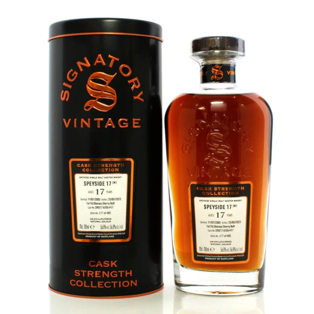 Speyside 17 Year Old M Signatory Cask Strength Single Malt Scotch Whisky - 70cl 56.8%