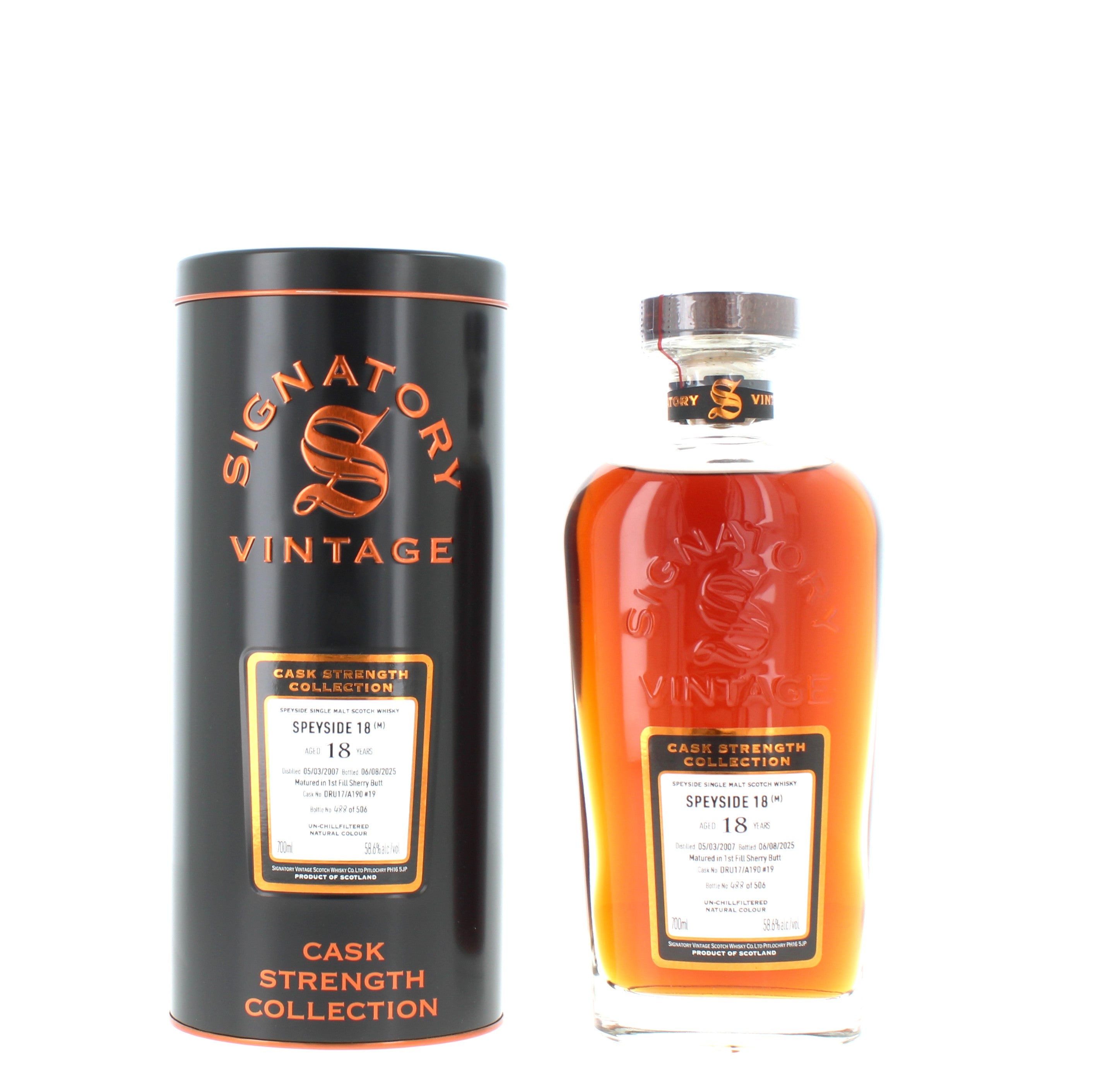 Speyside (M) 18 Year Old 2007 #19 Symingtons Choice Single Malt - 70cl 58.6%