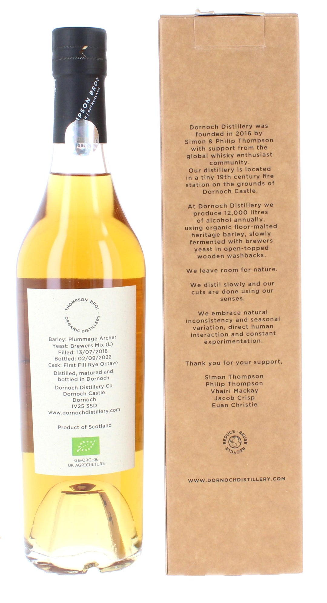 Dornoch 2018  - Thompson Brothers Single Rye Cask 4 Year Old #108 50cl 57.57%