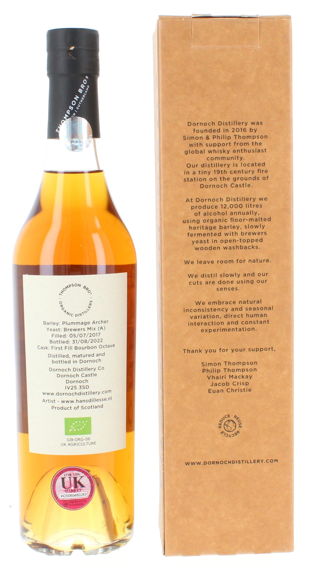 Dornoch 2017  - Thompson Brothers Single Bourbon Cask 5 Year Old #003 50cl 60%