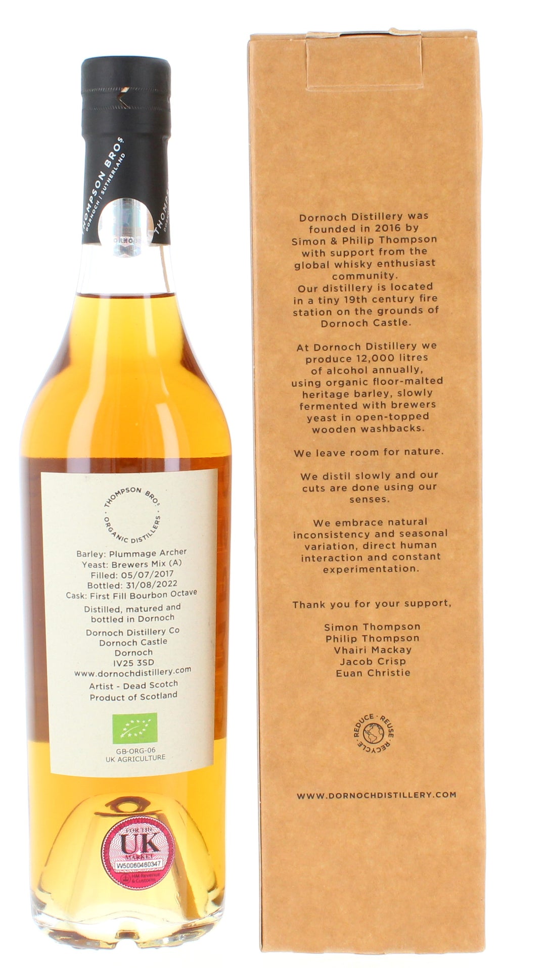 Dornoch 2017  - Thompson Brothers Single Bourbon Cask 5 Year Old #002 50cl 58.3%