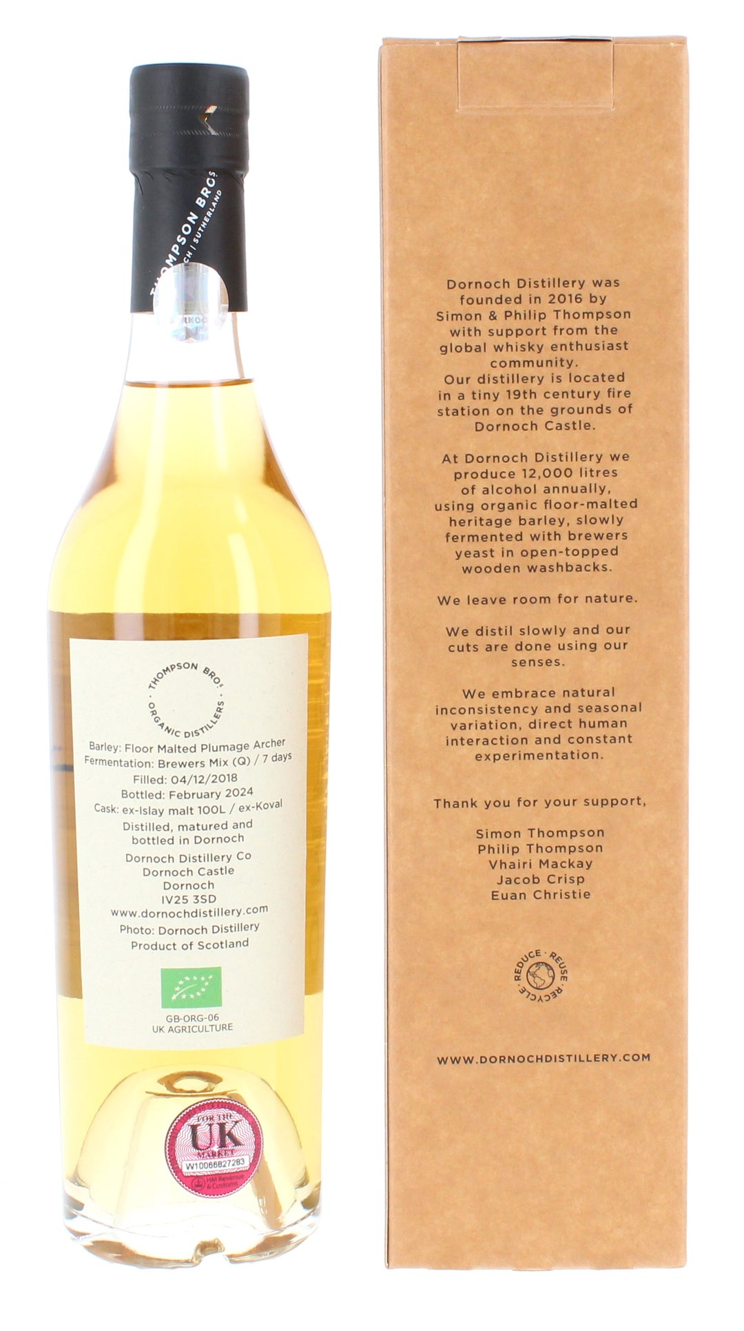 Dornoch 2018 - Thompson Brothers Single Bourbon Cask 5 Year Old #130 50cl 58.1%