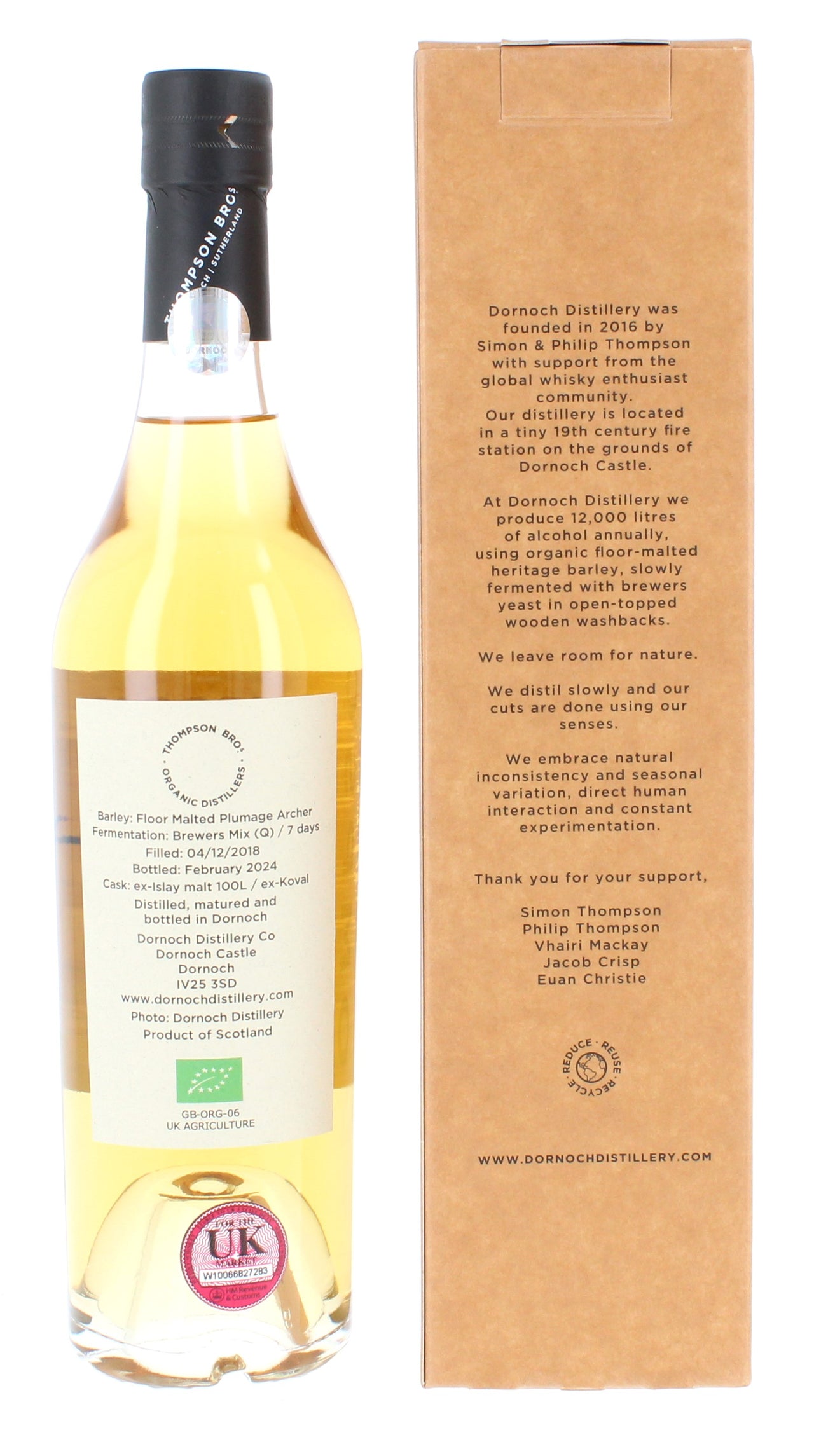 Dornoch 2018 - Thompson Brothers Single Bourbon Cask 5 Year Old #130 50cl 58.1%