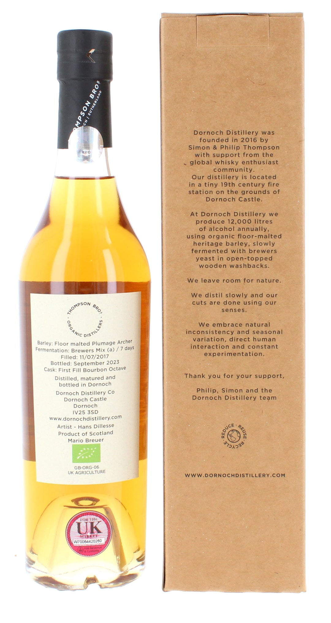 Dornoch 2017  - Thompson Brothers Single Bourbon Cask 6 Year Old #007 50cl 58.6%