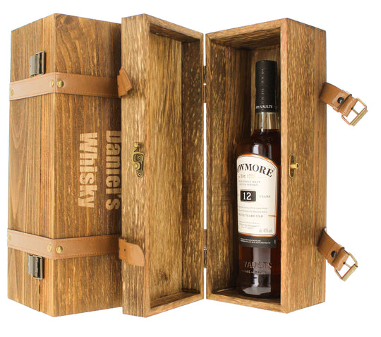 Personalised Wooden Gift Box with Bowmore 12 Year Old Single Malt Whisky