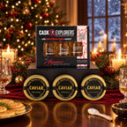 Japanese Whisky & Caviar Tasting Collection on a Christmas table