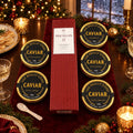 Luxury Caviar & Macallan Gift Set on a Christmas table