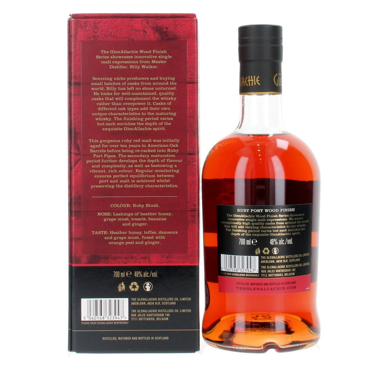 GlenAllachie 12 Year Old Ruby Port Wood Finish Single Malt Whisky - 70cl 48%